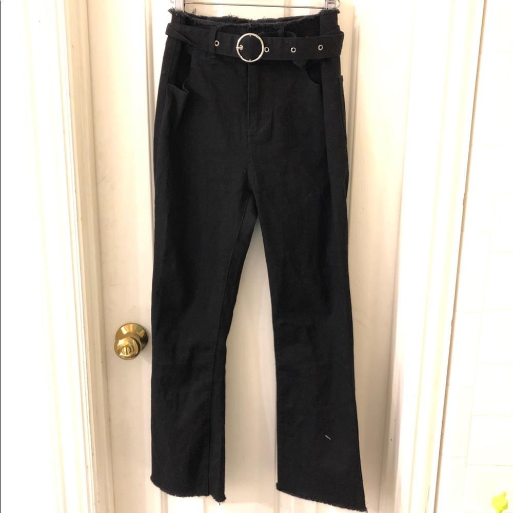 Black pants with belt